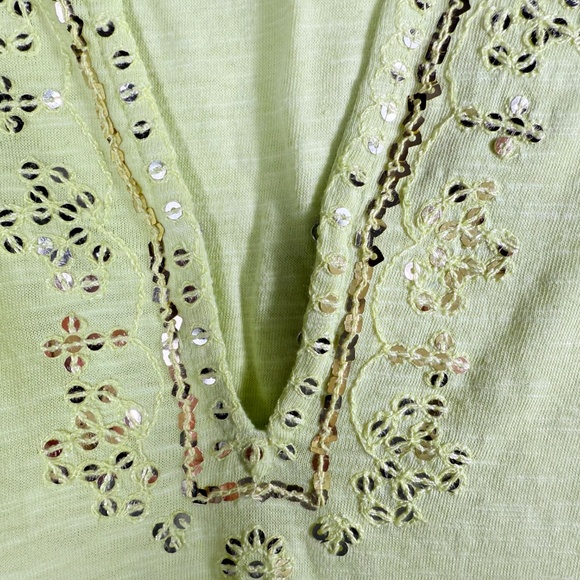 Soft Surrounding Green Tunic Size XL With Sequin and Tassel Details Boho Coastal - Picture 4 of 12